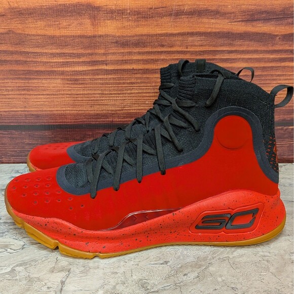 Under Armour Curry 4 Men\'s 11 Red Rogue Black Gum Basketball Shoes 1298306-603 main image 7